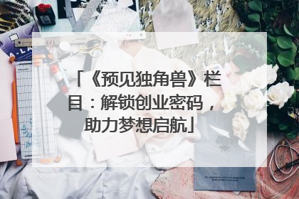 《预见独角兽》栏目：解锁创业密码，助力梦想启航