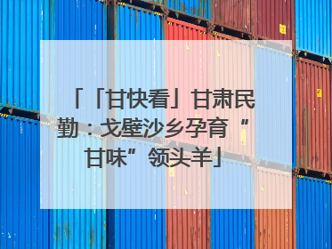 「甘快看」甘肃民勤：戈壁沙乡孕育“甘味”领头羊