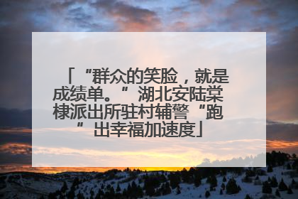 “群众的笑脸，就是成绩单。”湖北安陆棠棣派出所驻村辅警“跑”出幸福加速度