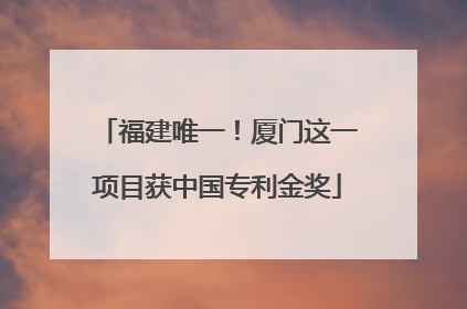 福建唯一！厦门这一项目获中国专利金奖