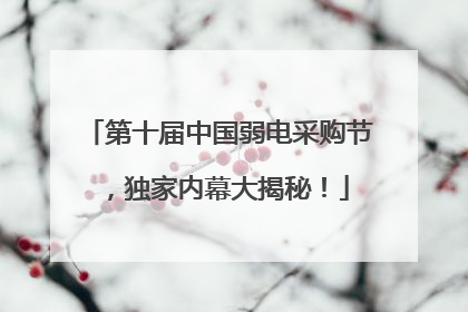 第十届中国弱电采购节，独家内幕大揭秘！