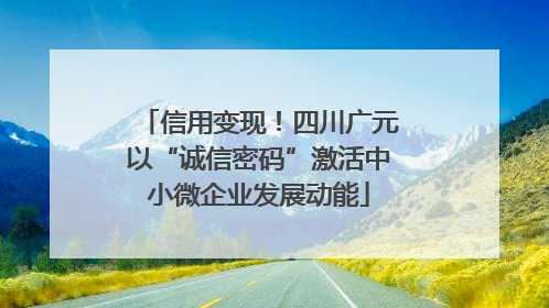 信用变现！四川广元以“诚信密码”激活中小微企业发展动能