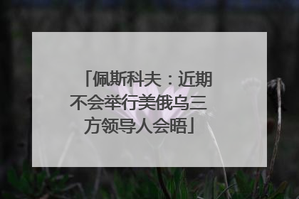 佩斯科夫：近期不会举行美俄乌三方领导人会晤