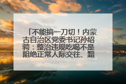 不能搞一刀切！内蒙古自治区党委书记孙绍骋：整治违规吃喝不是阻绝正常人际交往、黯淡人间烟火