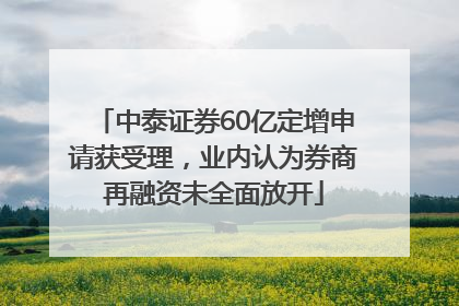 中泰证券60亿定增申请获受理，业内认为券商再融资未全面放开