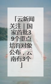 云新闻关注｜国家首批39个重点培育对象公布，云南有3个