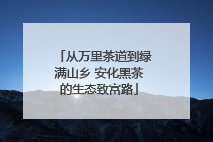 从万里茶道到绿满山乡 安化黑茶的生态致富路