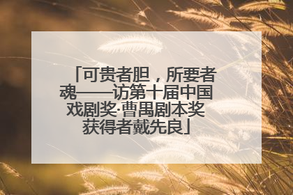 可贵者胆，所要者魂——访第十届中国戏剧奖·曹禺剧本奖获得者戴先良