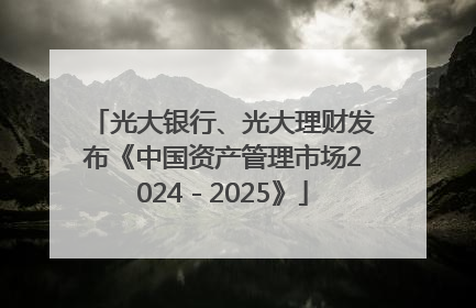 光大银行、光大理财发布《中国资产管理市场2024－2025》