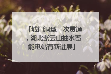 城门洞型一次贯通，湖北紫云山抽水蓄能电站有新进展