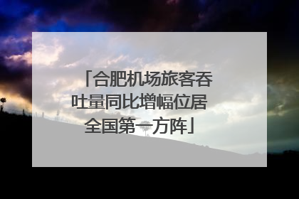 合肥机场旅客吞吐量同比增幅位居全国第一方阵