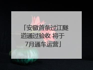 安徽首条过江隧道通过验收 将于7月通车运营