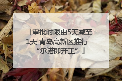 审批时限由5天减至1天 青岛高新区推行“承诺即开工”