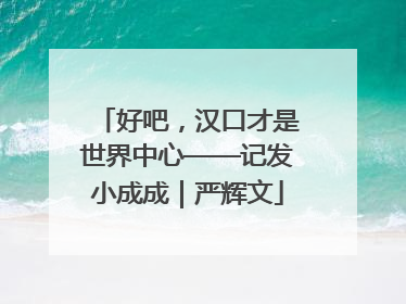 好吧，汉口才是世界中心——记发小成成｜严辉文