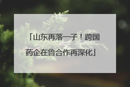 山东再落一子！跨国药企在鲁合作再深化
