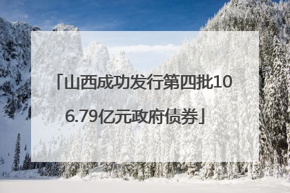 山西成功发行第四批106.79亿元政府债券
