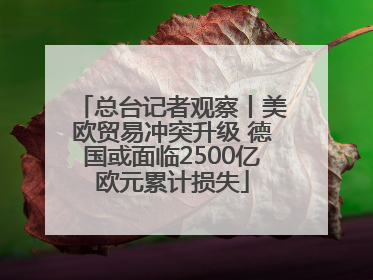 总台记者观察丨美欧贸易冲突升级 德国或面临2500亿欧元累计损失