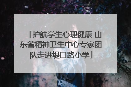 护航学生心理健康 山东省精神卫生中心专家团队走进堤口路小学