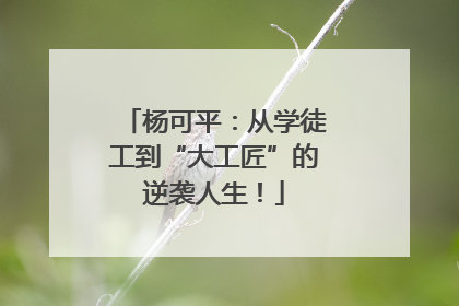 杨可平：从学徒工到“大工匠”的逆袭人生！