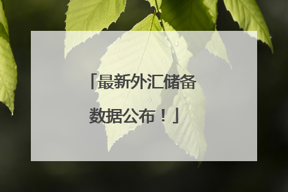 最新外汇储备数据公布！