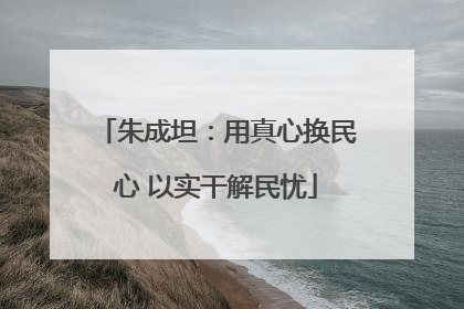 朱成坦：用真心换民心 以实干解民忧