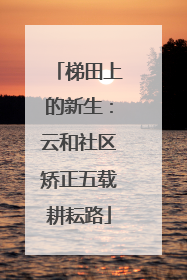 梯田上的新生：云和社区矫正五载耕耘路