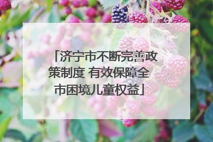 济宁市不断完善政策制度 有效保障全市困境儿童权益