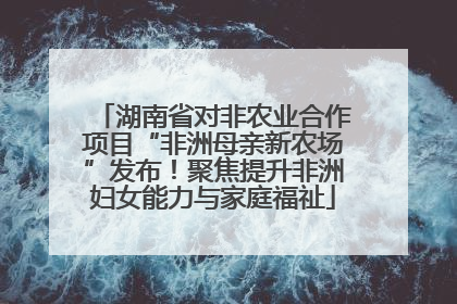 湖南省对非农业合作项目“非洲母亲新农场”发布！聚焦提升非洲妇女能力与家庭福祉