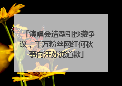 演唱会造型引抄袭争议，千万粉丝网红何秋亊向汪苏泷道歉