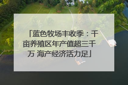 蓝色牧场丰收季：千亩养殖区年产值超三千万 海产经济活力足