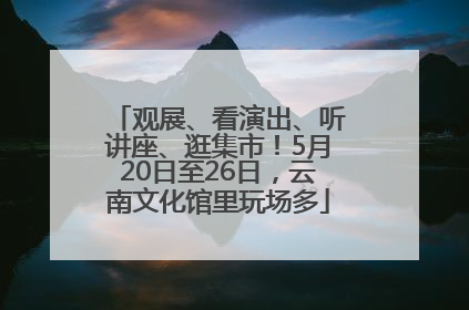 观展、看演出、听讲座、逛集市！5月20日至26日，云南文化馆里玩场多