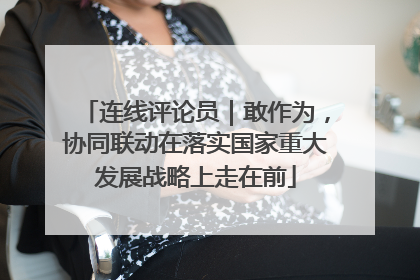 连线评论员｜敢作为，协同联动在落实国家重大发展战略上走在前