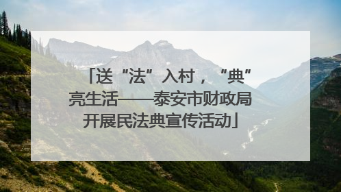 送“法”入村，“典”亮生活——泰安市财政局开展民法典宣传活动