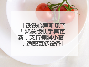 铁铁心声听见了！鸿蒙版快手再更新，支持侧滑小窗，适配更多设备
