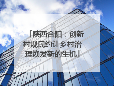 陕西合阳：创新村规民约让乡村治理焕发新的生机