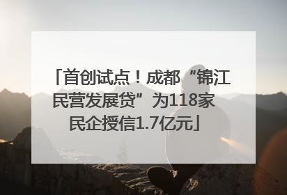首创试点！成都“锦江民营发展贷”为118家民企授信1.7亿元