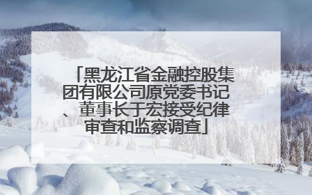 黑龙江省金融控股集团有限公司原党委书记、董事长于宏接受纪律审查和监察调查