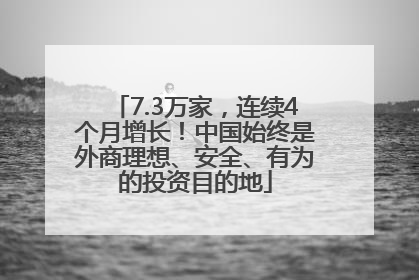 7.3万家，连续4个月增长！中国始终是外商理想、安全、有为的投资目的地