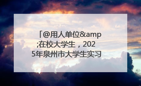 @用人单位&在校大学生，2025年泉州市大学生实习“扬帆计划”来啦！