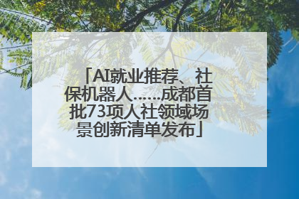 AI就业推荐、社保机器人……成都首批73项人社领域场景创新清单发布